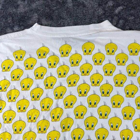 Vtg 90's Looney Tunes Tweety Bird AOP T-Shirt Short Sleeve Sz L/XL* - Picture 8 of 9